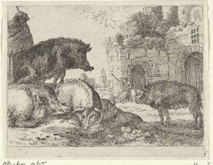 Suínos
Paisagens com animais (título da série) de Herman van Swanevelt