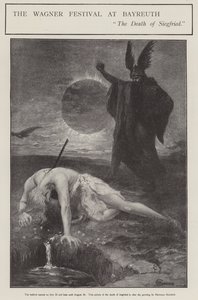 O Festival Wagner em Bayreuth: a Morte de Siegrfried (litho) de Hermann (after) Hendrich