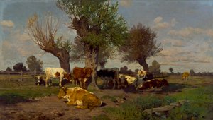 Paisagem com um rebanho de gado de Hermann Baisch