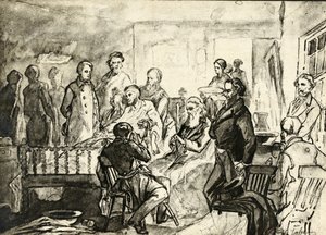 Abraham Lincoln em sua cama da morte, c.1865 de Hermann Faber
