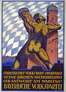 Cartaz da Campanha Eleitoral para o Partido Popular da Baviera (cor litho) de Hermann Keimel