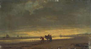 Costa marítima holandesa na maré baixa de Hermann Mevius