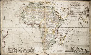 Mapa de África, c.1715 (gravura a cores)