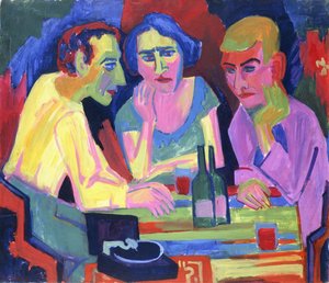 Três pessoas à mesa, 1924 de Hermann Scherer