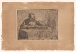 homem judeu lendo de Hermann Struck (signed by artist)