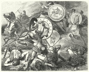 Epaminondas salvando a vida de Pelopidas na Batalha de Mantinea, 385 aC