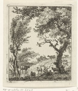Paisagem com rebanho de gado de Hermanus Fock
