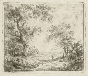 Paisagem com desenhista e caminhante Seis paisagens (título da série) de Hermanus Fock