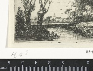 Paisagem com dois salgueiros de sondagem de Hermanus Jan Hendrik van Rijkelijkhuysen