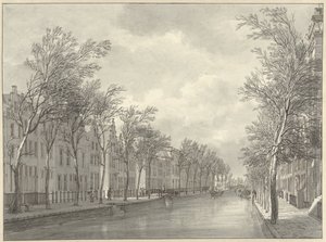 Vista do Rapenburg em Leiden a partir de Groenebrug, 1807 de Hermanus Numan (signed by artist)