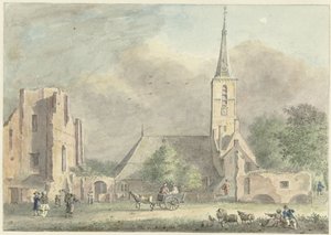 Igreja e ruínas da abadia em Rijnsburg