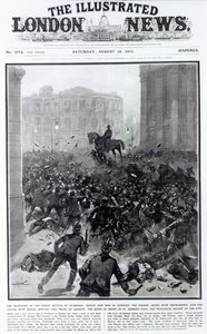 Lutando na greve geral de transporte de Liverpool, capa de &39;The Illustrated London News&39;, 19 de agosto de 1911 (impressão)