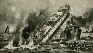 O naufrágio de Anglia, Primeira Guerra Mundial, 17 de novembro de 1915, c1920.