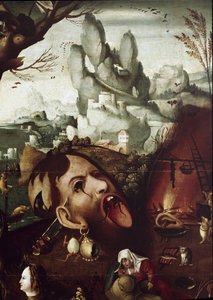 A Tentação de Santo António (Tentação de Santo António) Pintura de Detalhe de Henri Met de Bles dit Civetta (1480-1550) Dim 78,5x97,2 cm Veneza Museo Correr
