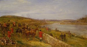 Uma cena que ocorreu no reservatório Lesser Crybrook (óleo) de Heywood Hardy