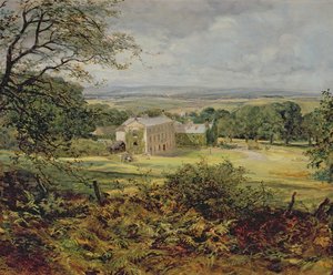 Paisagem inglesa, com, um, casa, 19o século
