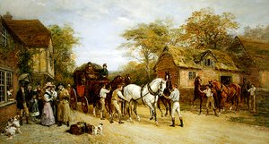 À espera na pousada (óleo sobre tela) de Heywood Hardy