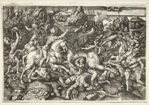 Combate entre cavaleiros, 1523. de Hieronymous Hopfer