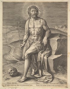 Cristo Sentado na Pedra Fria, antes de ca. 1586. de Hieronymous Wierix
