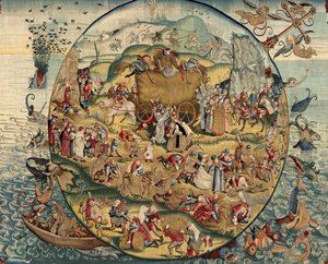 Tapeçaria inspirada no trabalho de Hieronymus Bosch, c.1560 (ouro, prata, seda e lã)