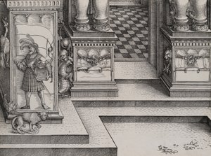 Parte inferior da entrada para o Portal Direito Die Porten des Adels e o Ribeirão Exterior..., 1515.