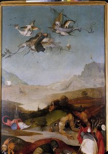 A Tentação de Santo Antônio (Triptycon, detalhe da ala esquerda) de Hieronymus Bosch