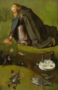 A tentação de Santo Antônio. Por volta de 1500-10 de Hieronymus Bosch