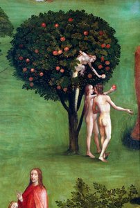 Tryptic of the Last Judgement, painel esquerdo. Adão e Eva no Paraíso, detalhe (pintura sobre madeira, c.1504) de Hieronymus Bosch