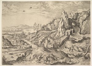 Abraão e Isaac a caminho do sacrifício, 1558. de Hieronymus Cock