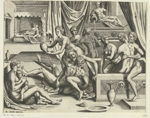 Banho de homens e mulheres de Hieronymus Cock