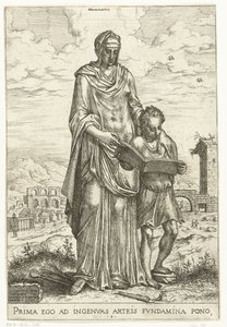 Gramática (título no objeto) Artes liberais e Minerva, Apollo e Industria (título da série) de Hieronymus Cock