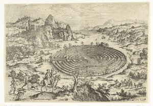 O labirinto cretense Paisagens com cenas bíblicas e mitológicas (título da série) de Hieronymus Cock