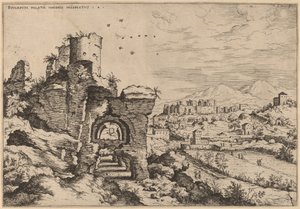 Ruínas no Palatino, olhando para os banhos de Caracalla de Hieronymus Cock
