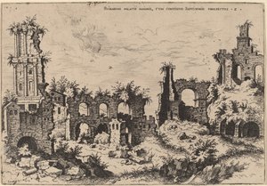 Ruínas no Palatino com o Septizonium de Hieronymus Cock