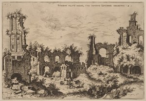 Ruínas no Palatino com o Septizonium de Hieronymus Cock