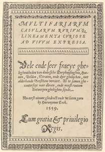 Página de rosto para "Multivariarum Casarum" de Hieronymus Cock