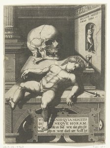 Performance de Vanitas com criança e caveira (Hodi mihi kras tibi / Hoje eu, amanhã tu) de Hieronymus Cock