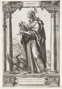 São João Evangelista S. Iohannes (título no objeto) Cristo e os Doze Apóstolos e São Paulo (título da série) de Hieronymus Wierix