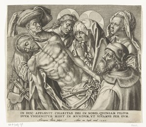 O corpo do Cristo morto é transportado de Hieronymus Wierix