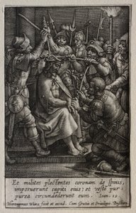 A paixão: a coroação de espinhos. de Hieronymus or Jerome Wierix