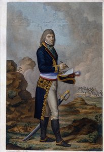 Retrato do imperador Napoleão Bonaparte (1769-1821). (Retrato do Imperador Napoleão Bonaparte). Obra de Hilaire Ledru (1769-1840), gravura colorida em aquarela, por volta de 1810. Arte francesa de Hilaire Ledru