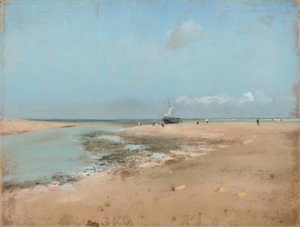 Praia na maré baixa (foz do rio)