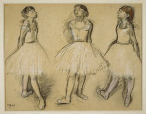 Três estudos de um bailarino na quarta posição de Hilaire Germain Edgar Degas