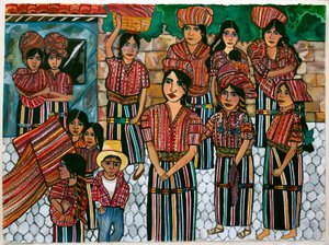 Guatemalen Girls, Solola, 2023 (aguarela sobre papel) de Hilary Simon