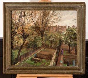 Wartime Garden, Finchley Road, Hampstead (óleo sobre tela) de Hilda Carline