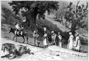 Grupo da família Kabyle viajando, Argélia, c1890