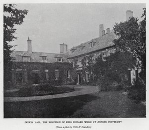 Frewin Hall, residência do Rei Eduardo VII enquanto estudava na Universidade de Oxford (foto a p/b)