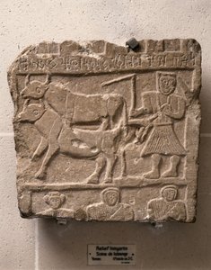 ARTE HIMYARITE: Relevo com cena de trabalho. Iémen, séc. II a.C. (pedra) de Himyarite
