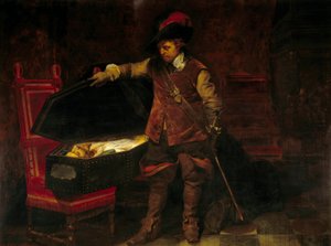 Cromwell em frente ao caixão de Charles I Stuart (1649). Oliver Cromwell (1599-1658) impôs o julgamento do Rei da Inglaterra, que foi condenado e sentenciado em 9 de fevereiro.