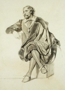 Estudo para o Retrato de Peter Paul Rubens (1577-1640) (lápis e carvão vegetal sobre papel)